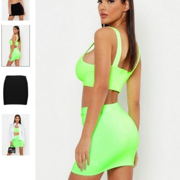 Boohoo Dresses & Skirts - SOLD- New Neon Green Mini Skirt Size 12